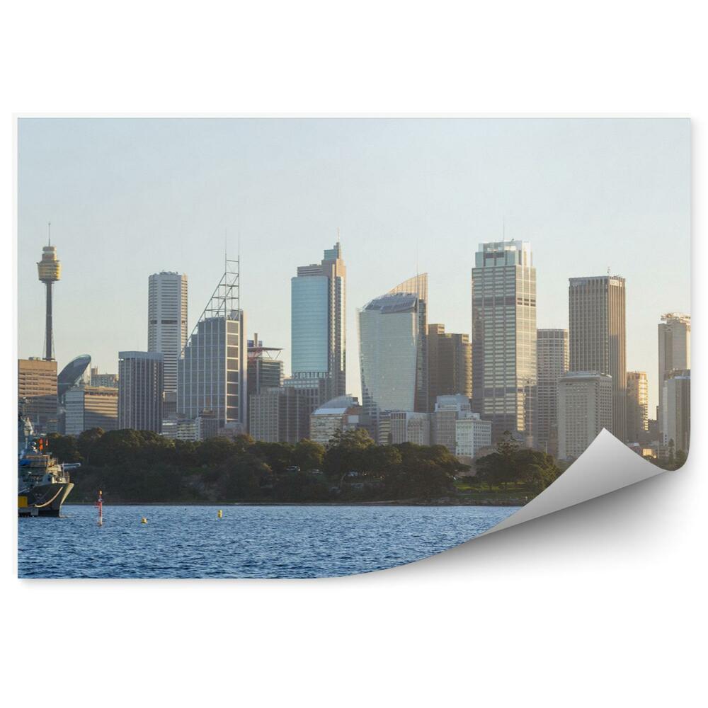 Fotótapéta felhőkarcolók fák csónakok óceán Sydney
