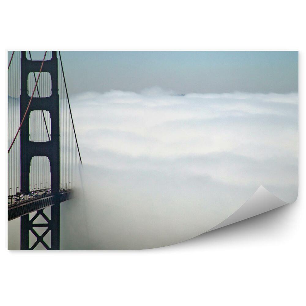 Öntapadó fotótapéta Köd aranykapu híd autók óceán san francisco hegyek