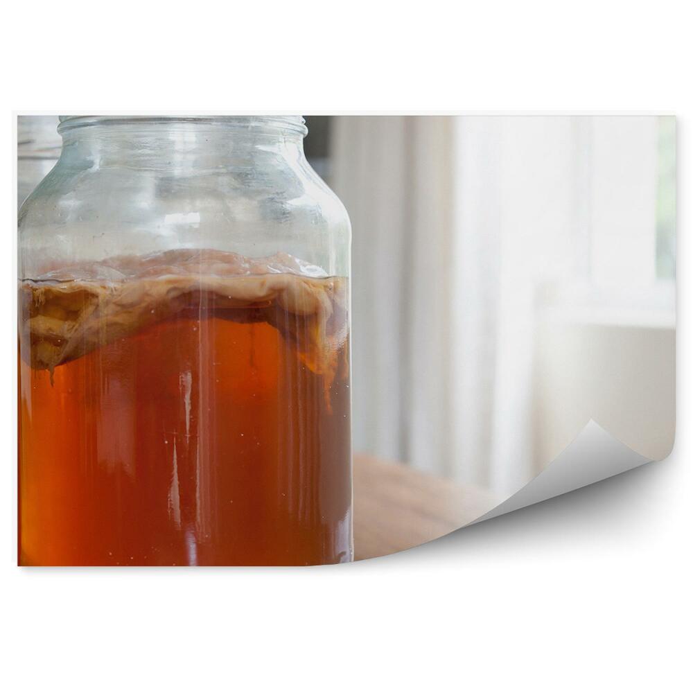 Öntapadós Fotótapéta Tea üvegek a konyhaasztalon