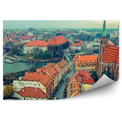 Fotótapéta Városi építészet a folyó légi felvétele