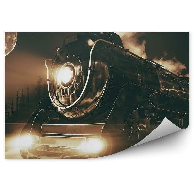 Fotótapéta Mozdony az éjszakai táj hátterében