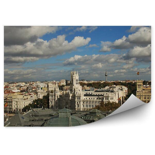 Öntapadós fotótapéta falra Madrid város panoráma épületek növények ég felhők