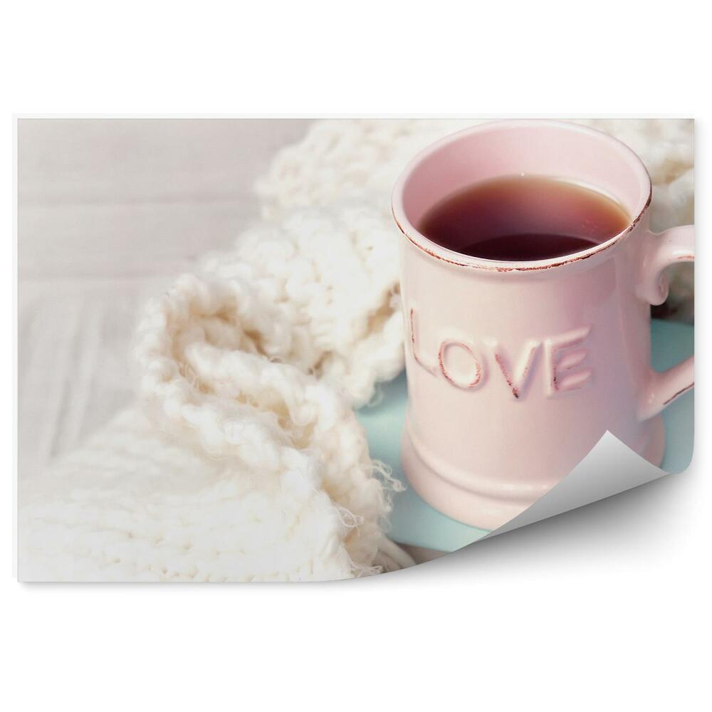 Öntapadós Fotótapéta Falra Rózsaszín bögre love tea notebook takaró