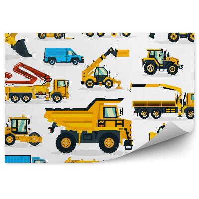 Fotótapéta Állítsa be a járművek építőipari autók fehér háttér