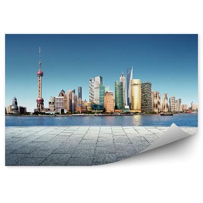 Modern fotótapéta Shanghai felhőkarcolók város látképe óceán sétány