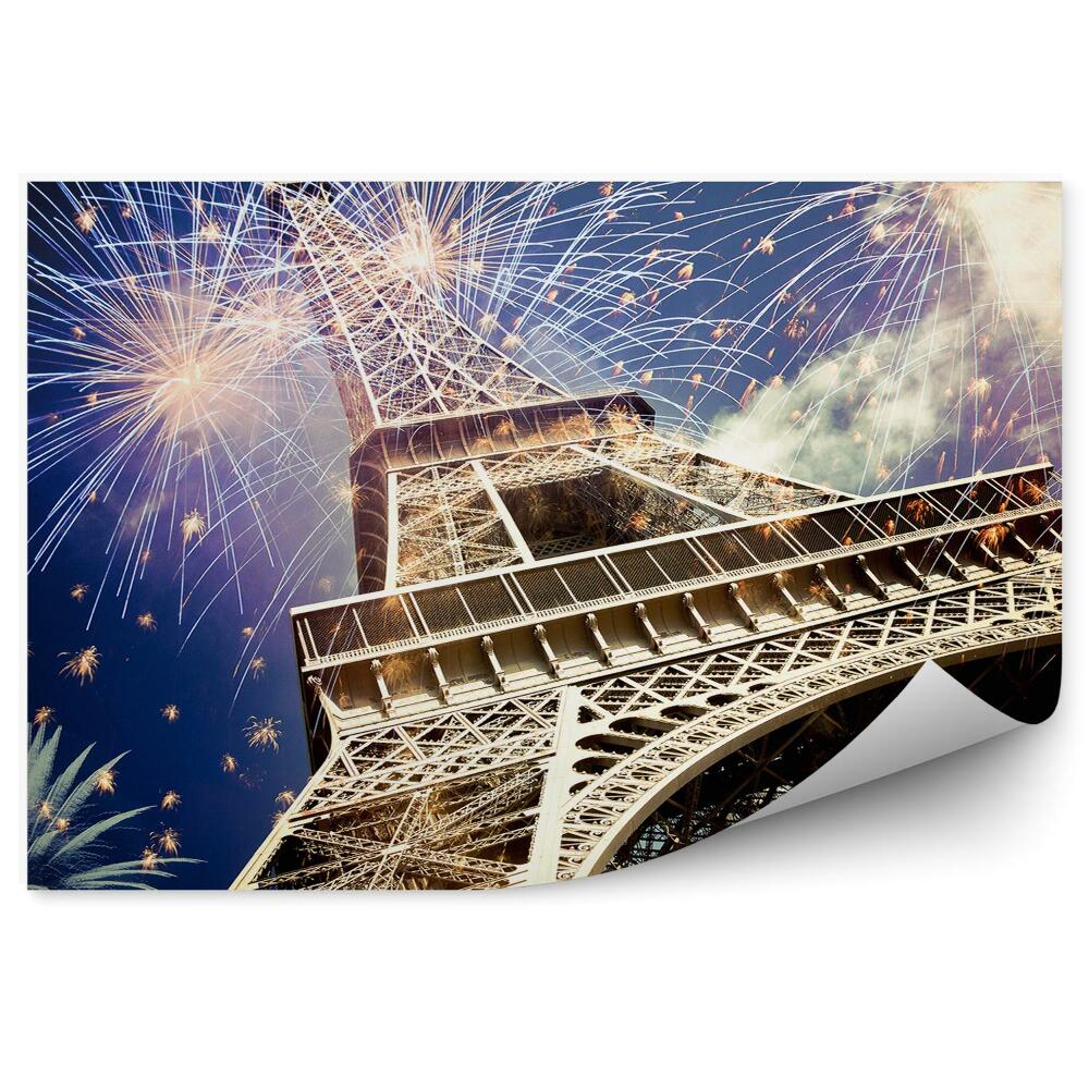 Fotótapéta Perspektíva alulról Eiffel-torony tűzijáték