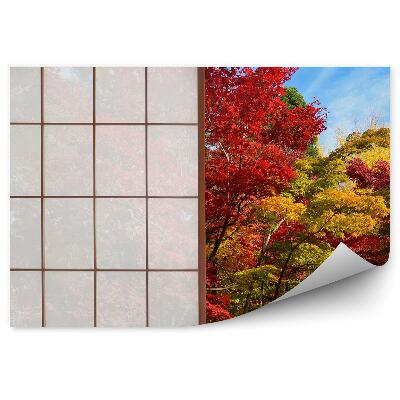 Öntapadós fotótapéta falra Színes erdő ablak Japán