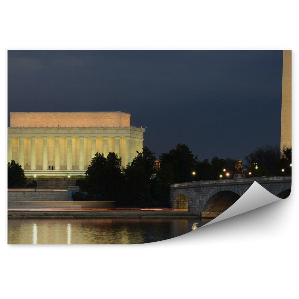 Poszter tapéta Washingtoni emlékmű Lincoln mauzóleum híd Washington River USA
