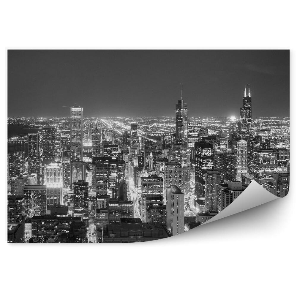 Poszter tapéta szépia légi felvétel chicago belvárosi felhőkarcolók óceán