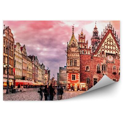 Poszter tapéta Wrocław piac városháza emberek naplemente