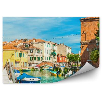 Modern fotótapéta Színes épületek, csónakok, kék csatorna
