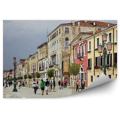 Fali poszter tapéta Városi emberek színek felhős égbolt