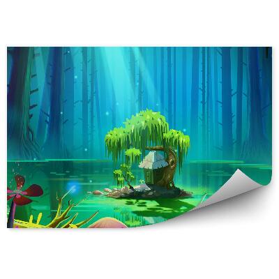 Öntapadós fotótapéta falra Tóvirágok erdei gombák fantáziaház