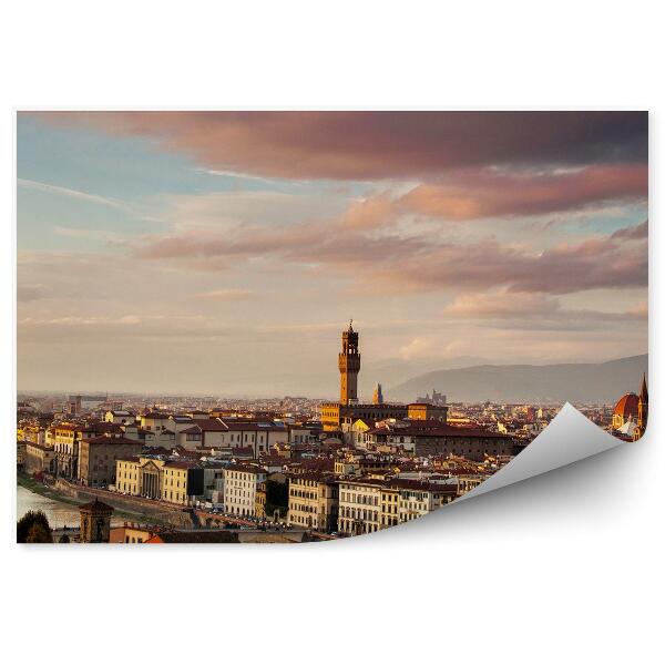 Öntapadó fotótapéta Panoráma Firenze olasz brigád híd folyó kilátás égbolt felhők