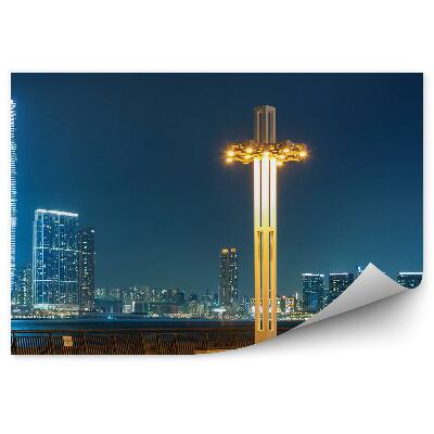 Fotótapéta felhőkarcolók fényei éjszakai Victoria Harbour átszeli Hongkongot