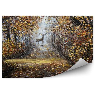 Fotótapéta Akvarell szarvas az őszi parkban