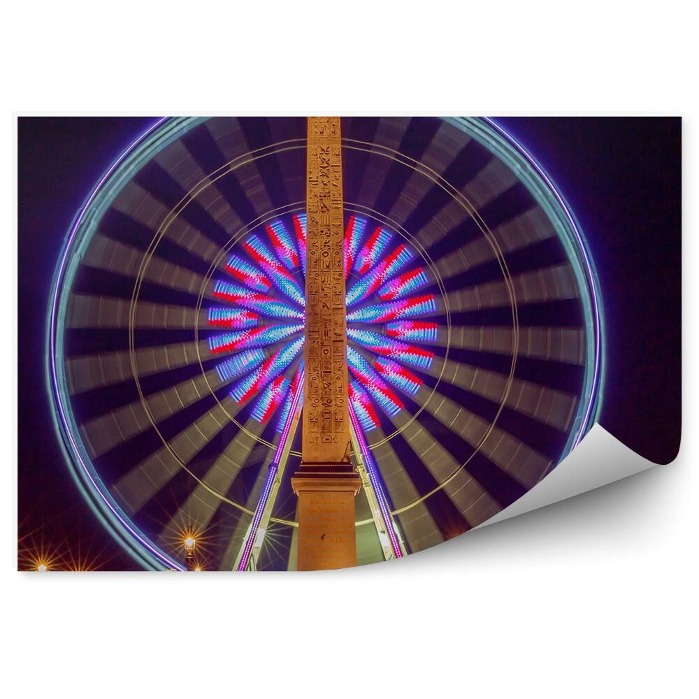 Poszter tapéta Obelisk Luxor Concorde Square óriáskerék éjszakai lámpái