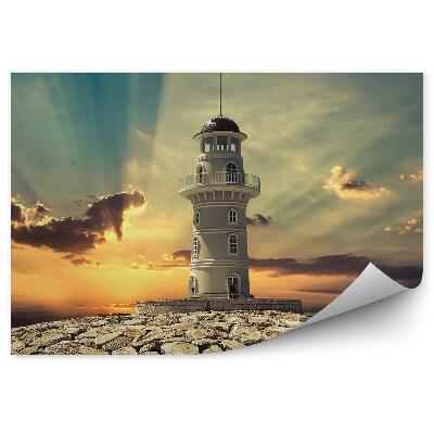 Poszter tapéta Parti világítótorony fehér sziklák napfény