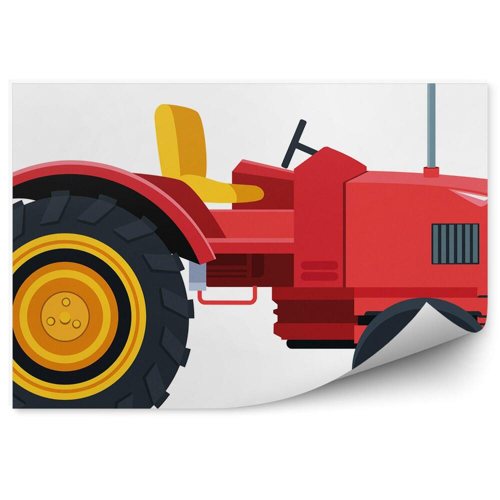Fotótapéta Alacsony piros traktor fehér alapon