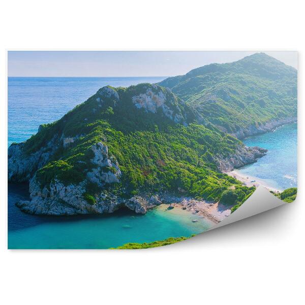 Öntapadós fotótapéta falra Panorámás táj hegyek sziklák zöld növények ég felhők