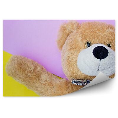 Poszter tapéta Mackó rózsaszín sárga háttér