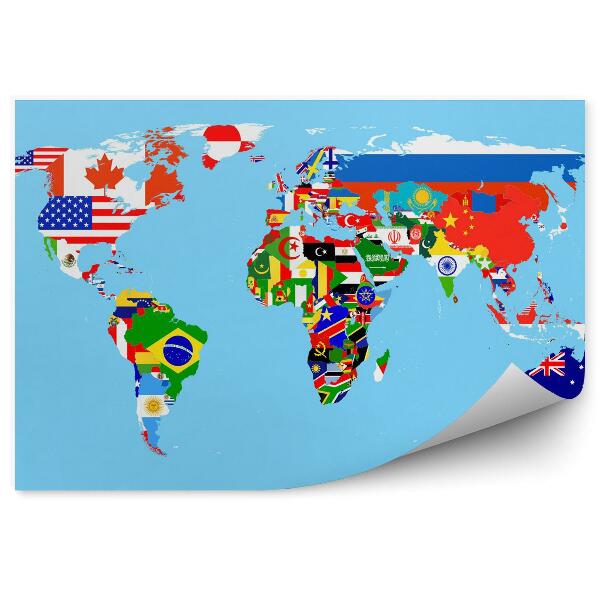 Kép tapéta Világtérkép zászlókkal
