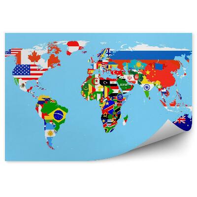Kép tapéta Világtérkép zászlókkal