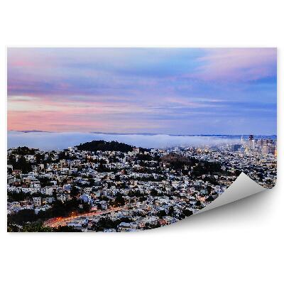 Poszter tapéta légi felvétel épületek felhők égbolt felhők fák úton