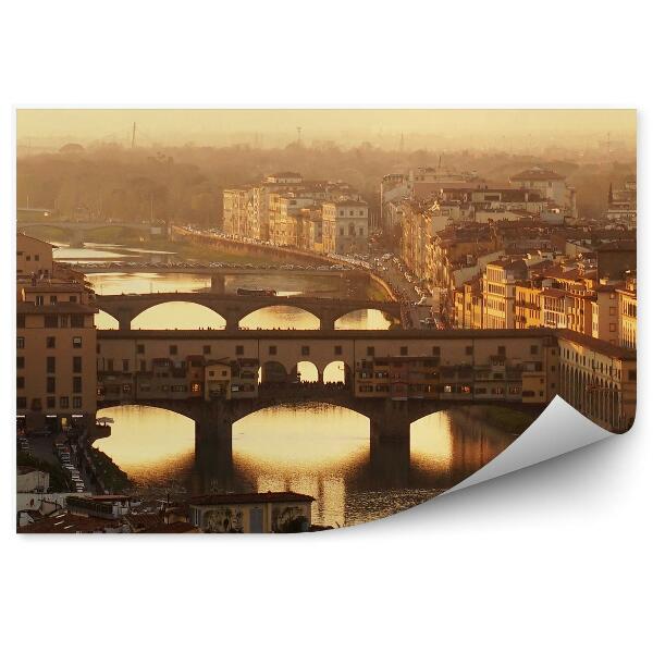 Fotótapéta híd aranyművesek folyó épületek égbolt firenze éjszakai fények