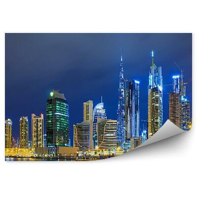 Öntapadós fotótapéta Felhőkarcolók óceán tenger épületek éjszakai fények
