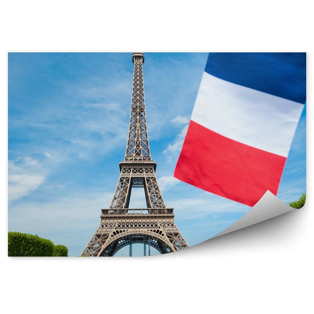 Fotótapéta Francia zászló turisták park Eiffel-torony