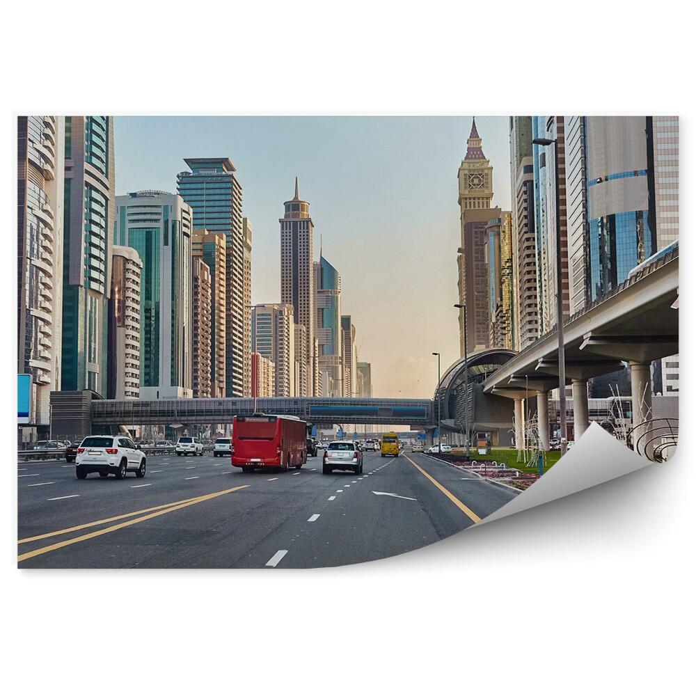 Poszter tapéta felhőkarcolók autók utcák hidak égbolt Dubai
