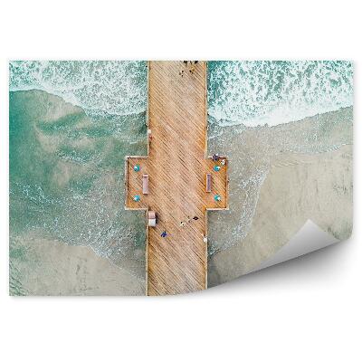 Modern fotótapéta Légifelvételek padok emberek strand víz óceán tenger