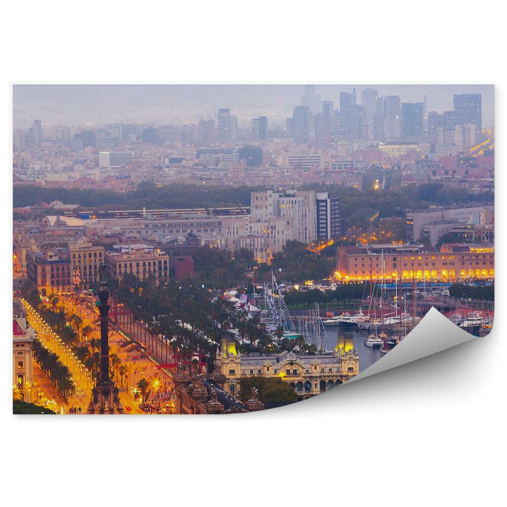 Fotótapéta Port Vell panoráma Barcelona városára éjszaka
