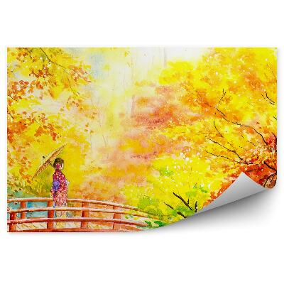 Kép tapéta Festett park japán kimonó nő