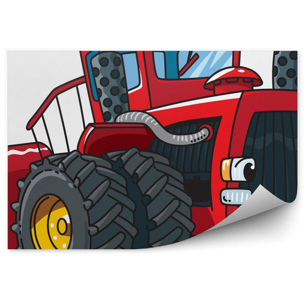 Poszter tapéta Mosolygó piros traktor nagy kerekekkel