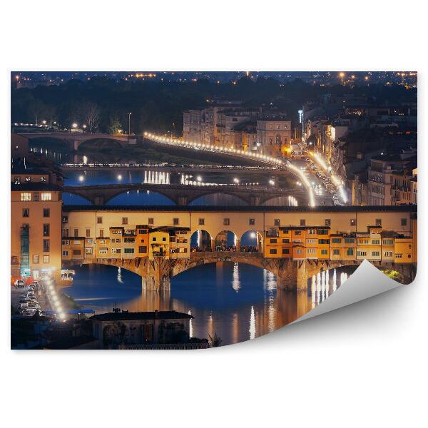 Poszter tapéta aranyműves híd folyó épületek égbolt firenze naplemente