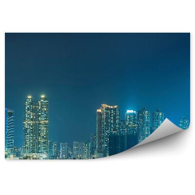 Poszter tapéta Hong Kong panoráma felhőkarcolók éjszakai hold fényei