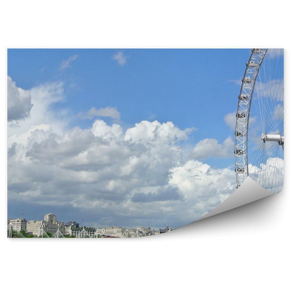 Poszter tapéta Westminster Palace Big Ben híd Temze égbolt felhői Londonban