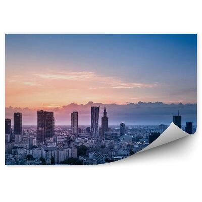 Öntapadó fotótapéta Kultúra és Tudomány Palotája Varsó felhőkarcolók légi felvétel