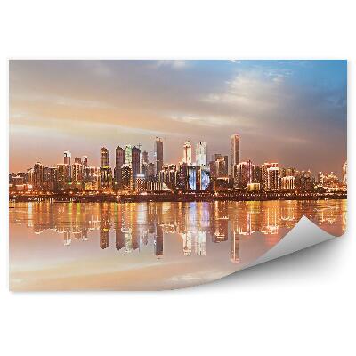 Öntapadó fotótapéta Chongqing metropolisz fények vizet tükröző Kína