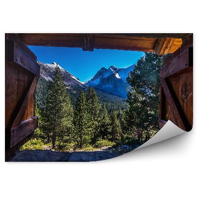 Öntapadó fotótapéta Hegyi táj a ház ablakán kívül
