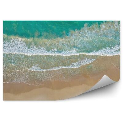 Modern fotótapéta Légifelvételek a homokos strand óceán hullámaira