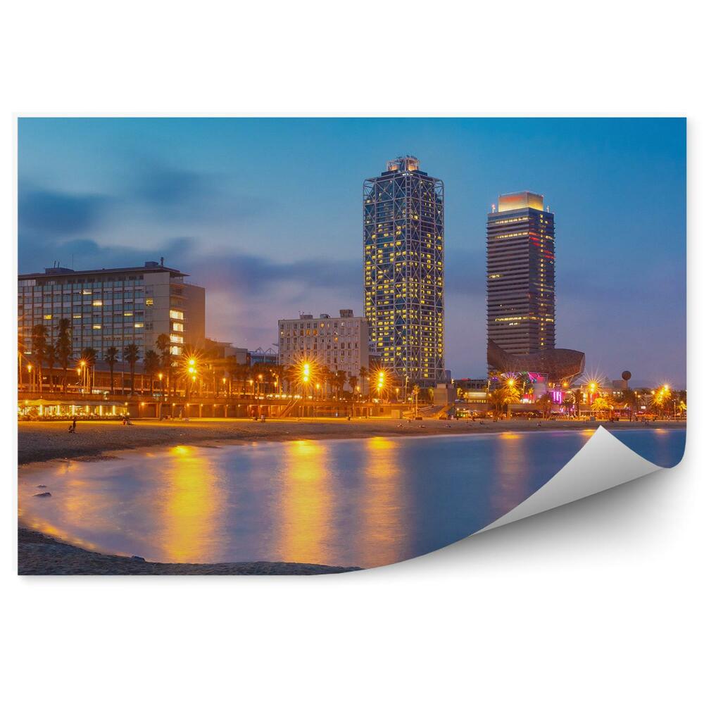 Poszter tapéta Barcelona strand éjszaka
