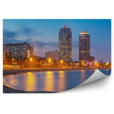 Poszter tapéta Barcelona strand éjszaka