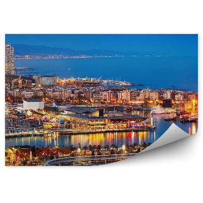 Fotótapéta Port Vell panoráma Barcelona városára éjszaka