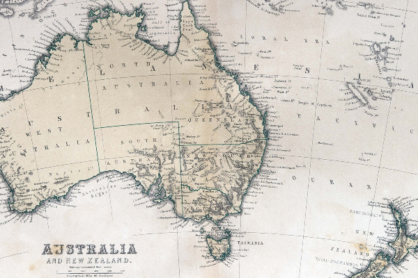 Fotótapéta Ausztrália és Új-Zéland térkép 1870