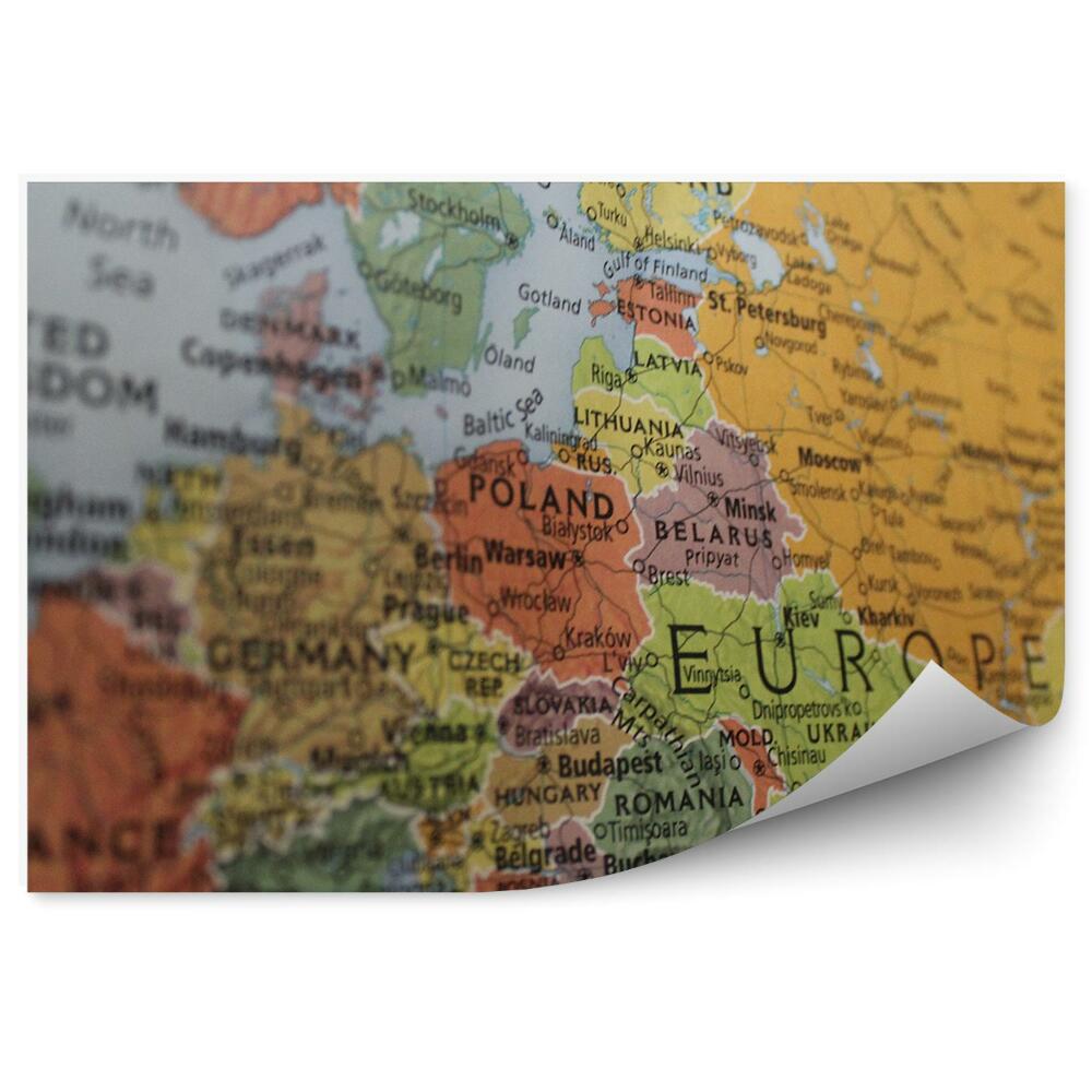 Fotótapéta Európa országok nevei fővárosok térképe