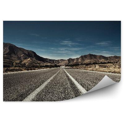 Öntapadós fotótapéta Közúti út csíkok sziklák hegyek