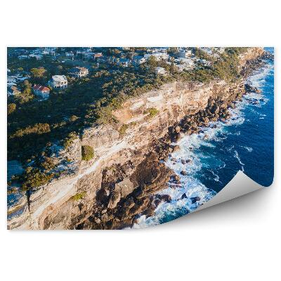 Poszter tapéta légi felvétel Sydney városára, sziklák az óceánt